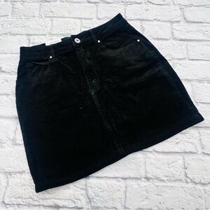Cotton On Woven Havana Cord Mini Skirt Size 6 Black Casual Above Knee
